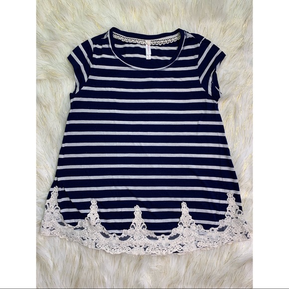 Xhilaration Tops - Xhilaration - Lace Trim Striped Top Xhilaration Tops - Xhilaration - Lace Trim Striped Top